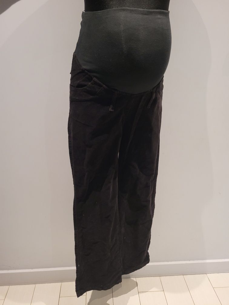 Spodnie ciążowe sztruksowe r.S czarne, likwidacja sklepu