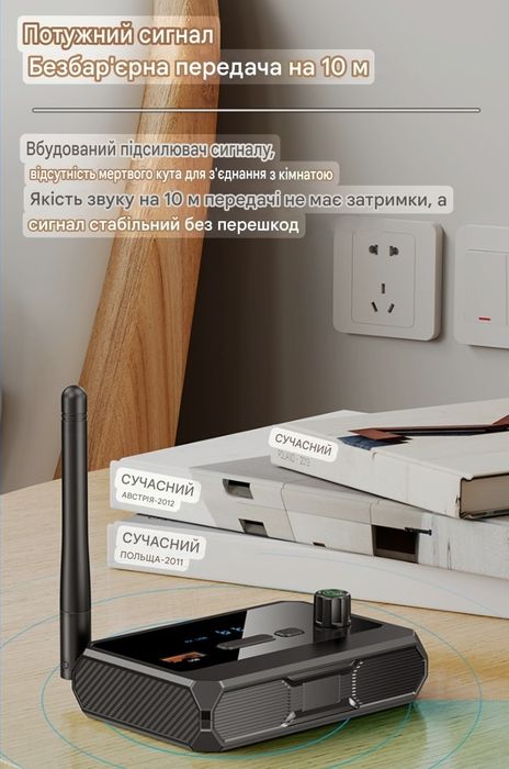 Bluetooth 5.3 аудіоприймач USB, RCA, AUX, Оптика.бездротовий, ресивер