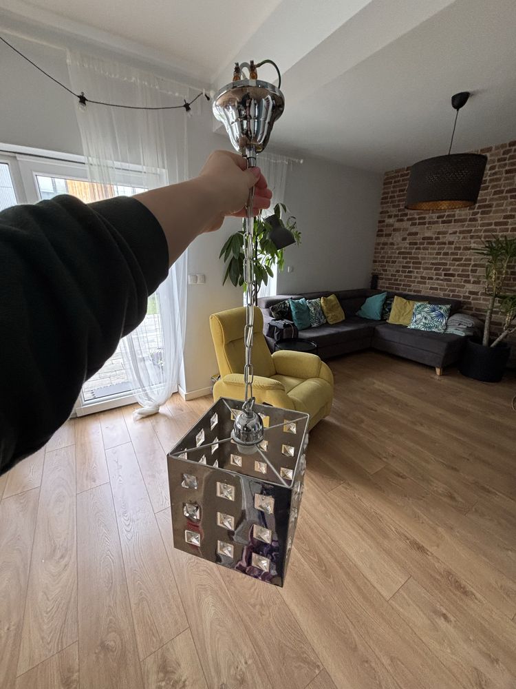 Lampa GLAMOUR srebrna z krysztalkami