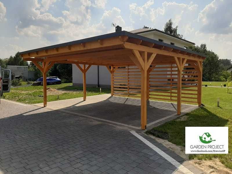 wiata carport2 płaski dach ażur montaż