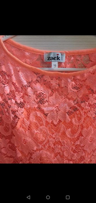 Neonowa krótka sukienka koronka S/M