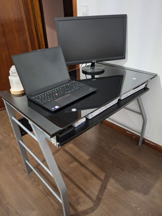 Secretaria Tampo em Vidro Preto