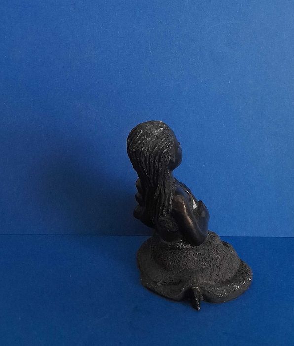 Retro Vintage Mała Rzeźba Afrykańska Figura z Maską. Afryka