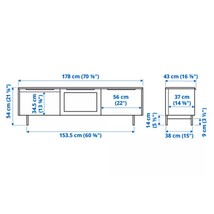 RANNÄS Armários e soluções de arrumação, preto/preto vidro. IKEA.