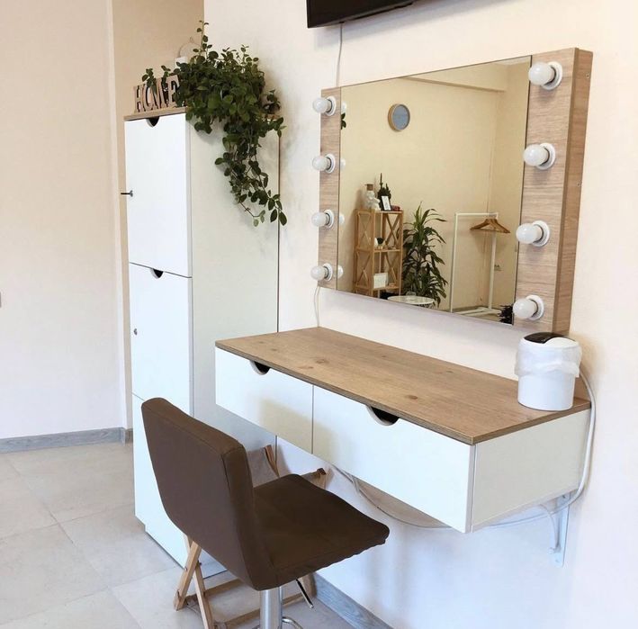 Дзеркало стіл для бровіста, барний стілець