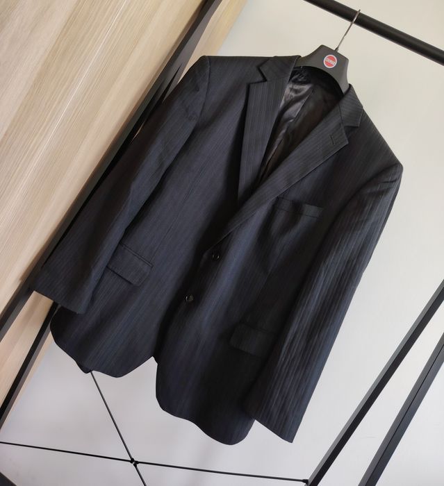 Sunset Suits czarna marynarka prążek 100% wełna 56