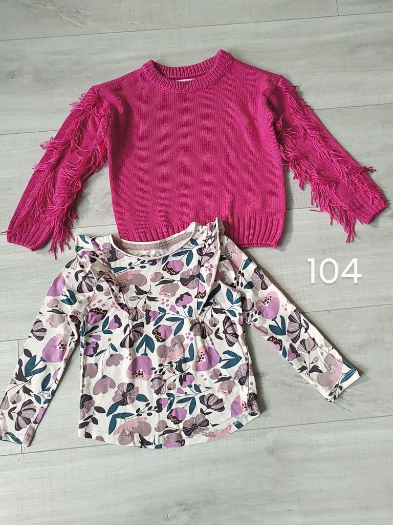 Ubrania dla dziewczynki 104 110 sukienki, bluzki, bluzy, getry
