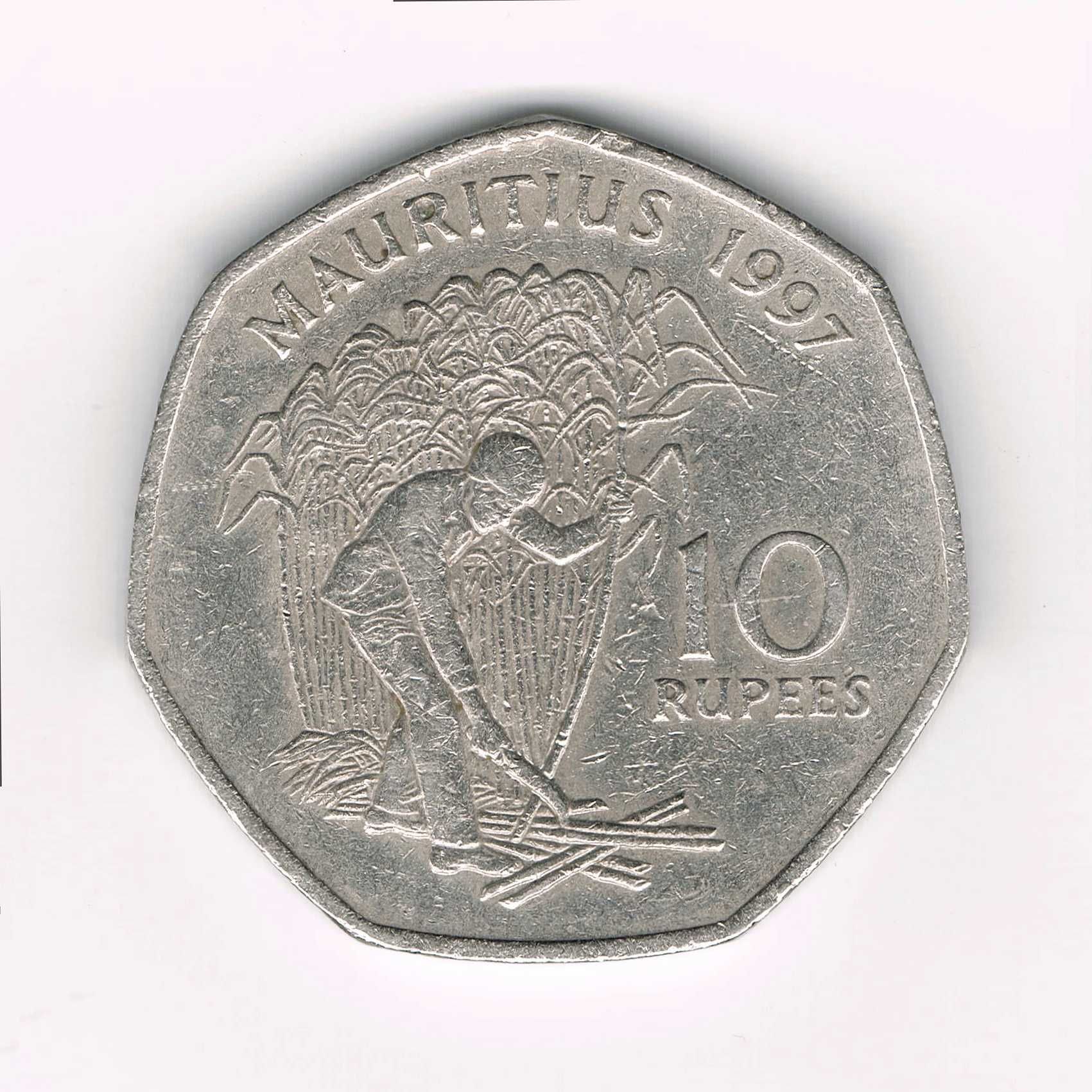 Moneta 10 rupii - 1997 rok - egzotyczny Mauritius - siedmiokąt