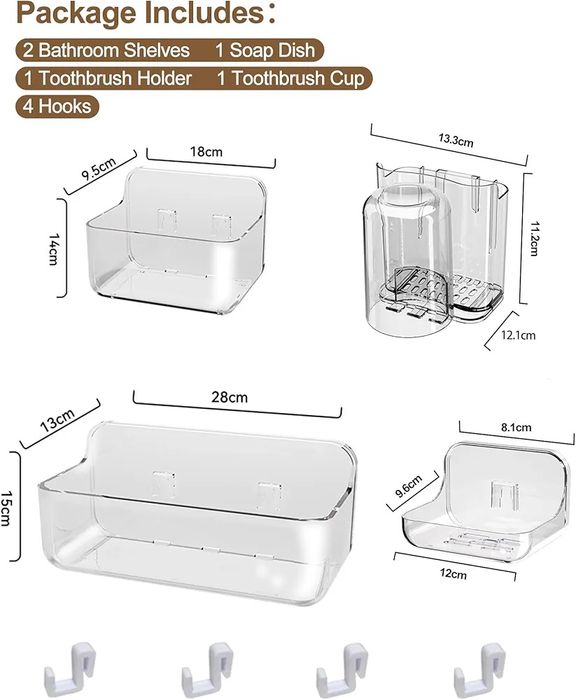 WeshyiGo 5-pak półki do łazienki