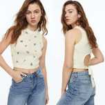 H&M Krótki bezrękawnik sweterek na lato kwiaty kwiatuszki