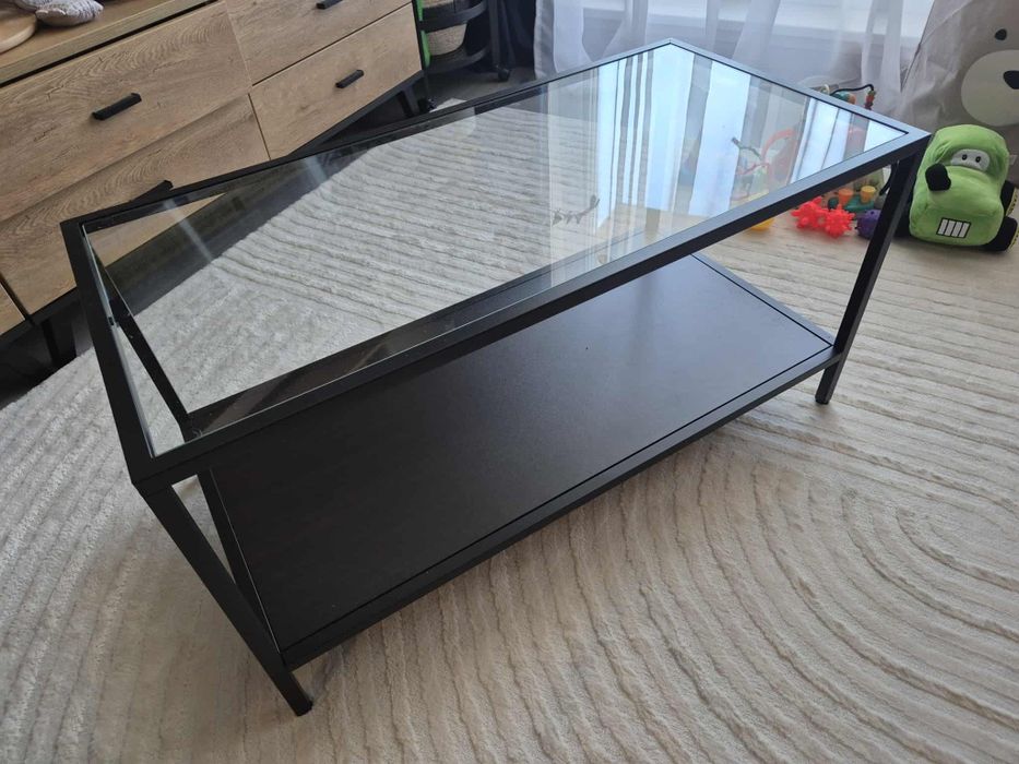 Stolik kawowy ikea podwójny szkło czarny loft