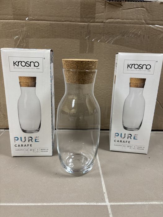 Графін Krosno Pure 1л, колба з корковою кришкою