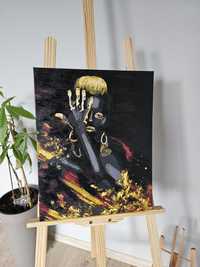 obraz na płótnie malowany własnoręcznie Akryl 50 x 40 Złota Kobieta