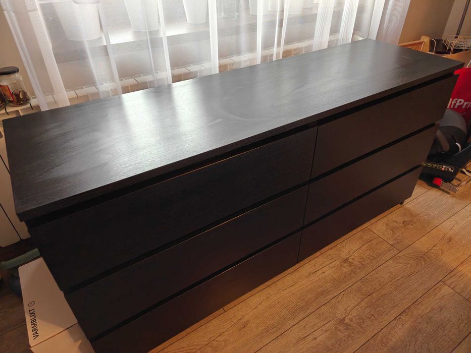 Komoda Ikea Malm 6 szuflad, czarny 160x78cm