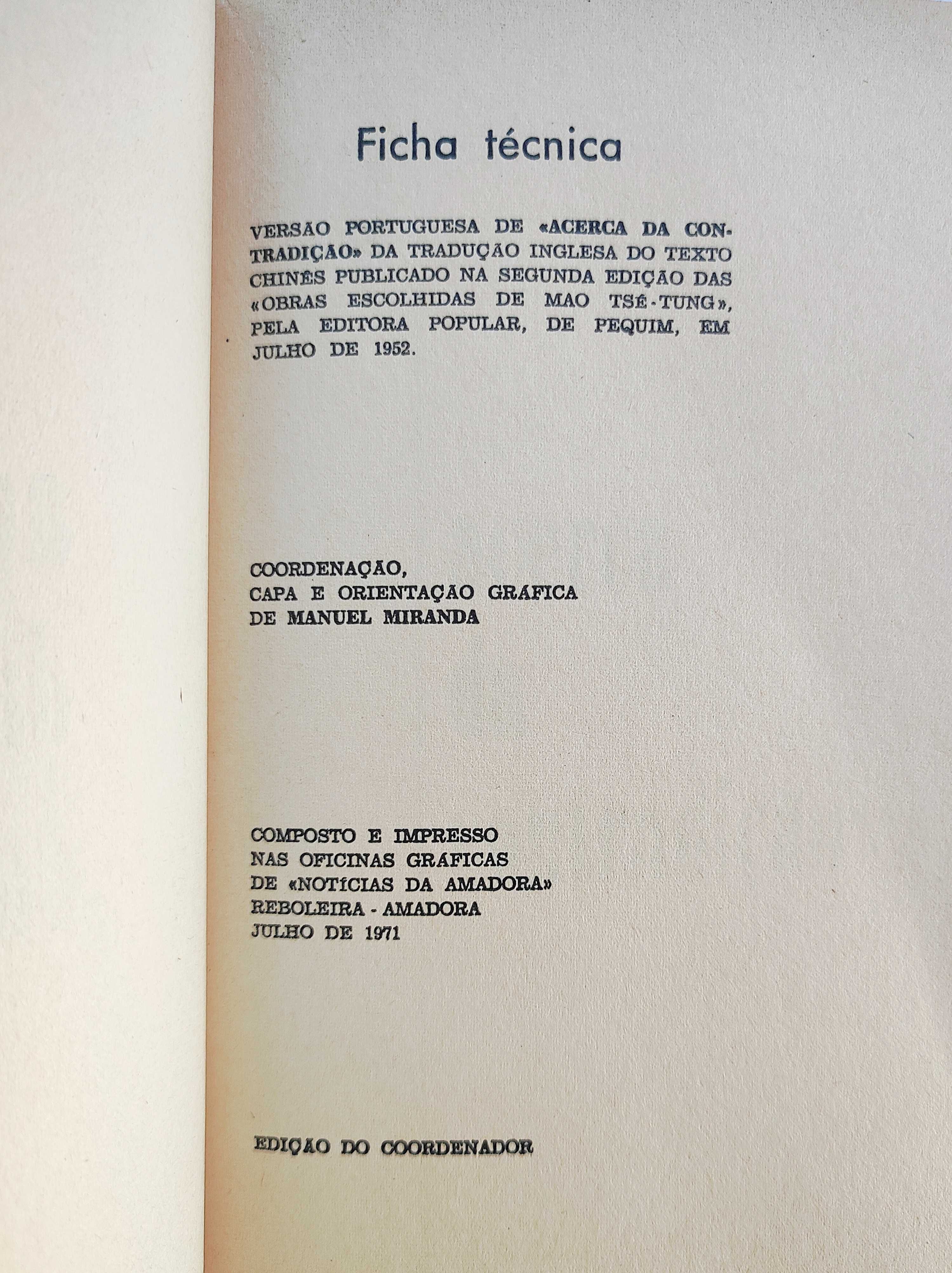 Livro - Acerca da Contradição - Mao Tsé-Tung - 1971