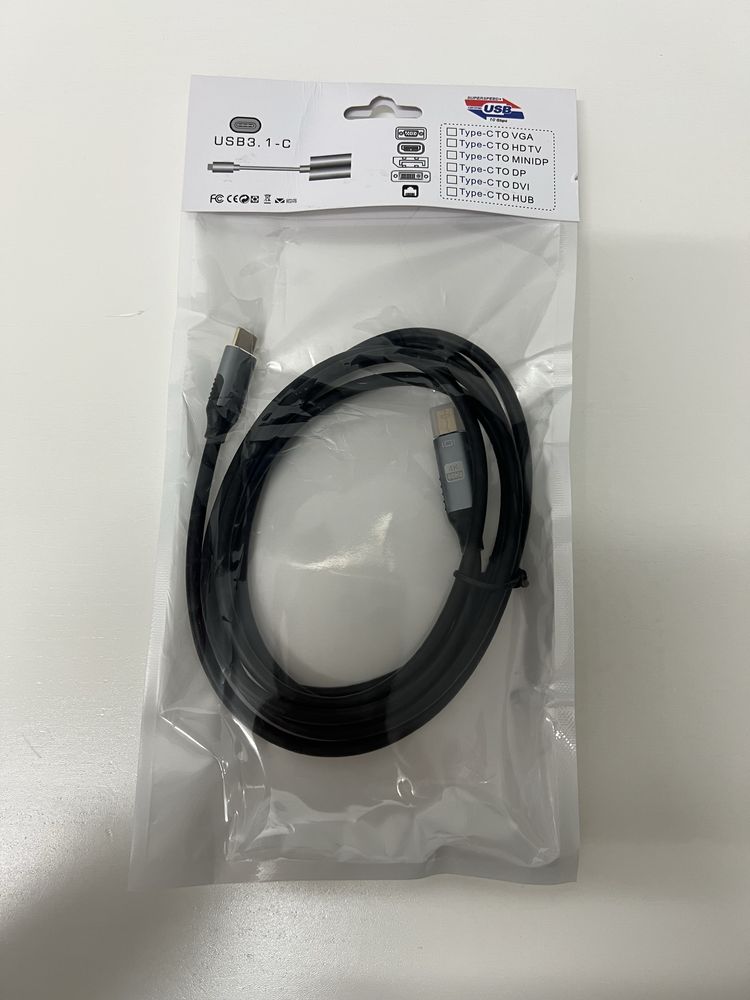Cabo Type C - Mini Display Port 4K 1,8m Novo