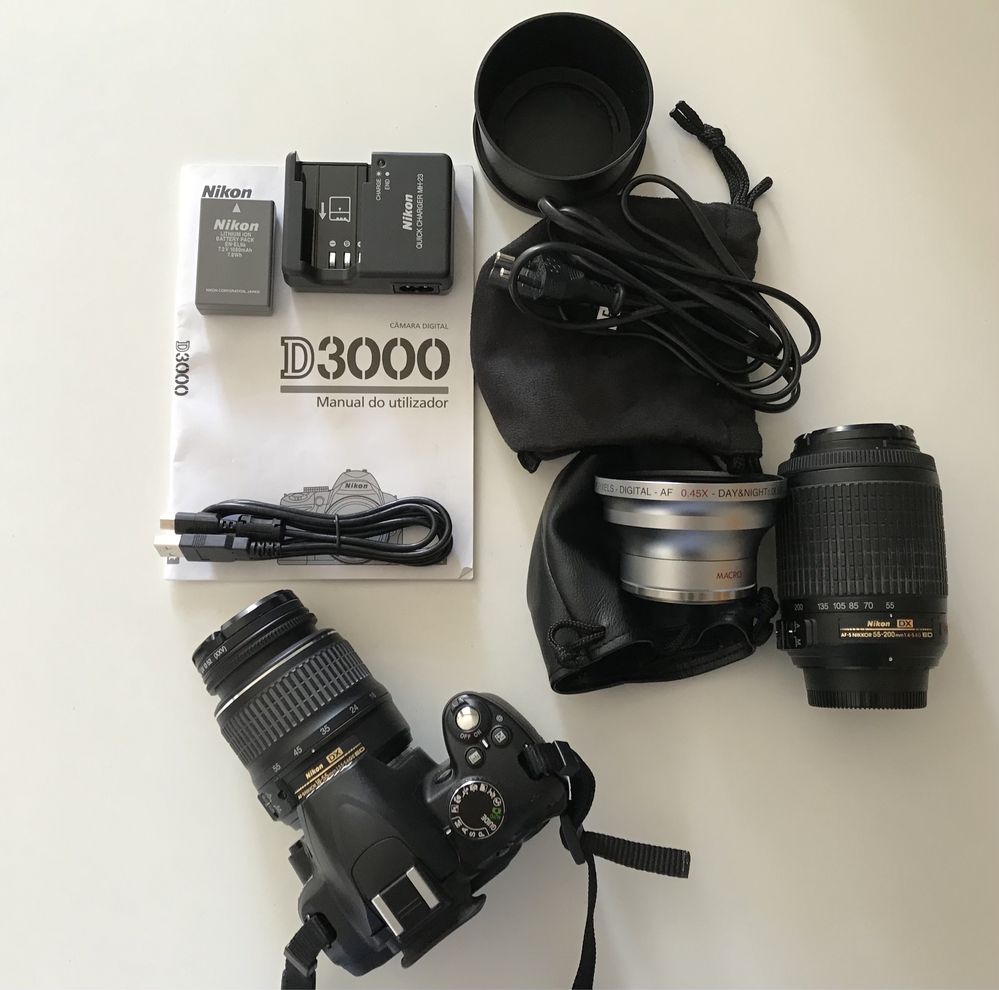 Nikon D3000 +objetiva+teleobjetiva