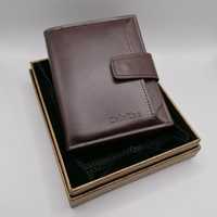Męski portfel, prawdziwa skóra, z pudełkiem na prezent