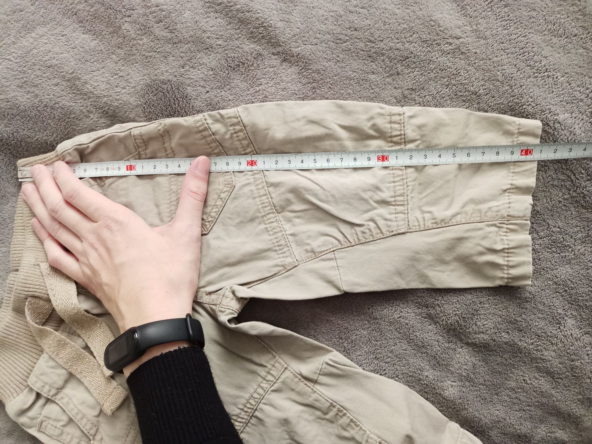 BEZ WAD Spodnie bojówki cargo 9-12 miesięcy 74-80cm George beżowe#1197