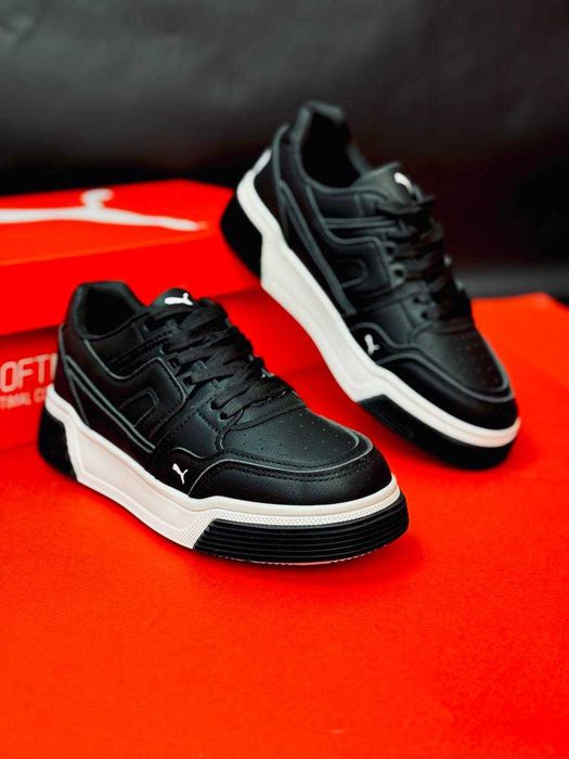 Цена за пару женские кроссовки пума черные натуральная кожа