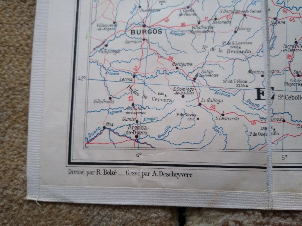 Mapa samochodowa Francji antyk