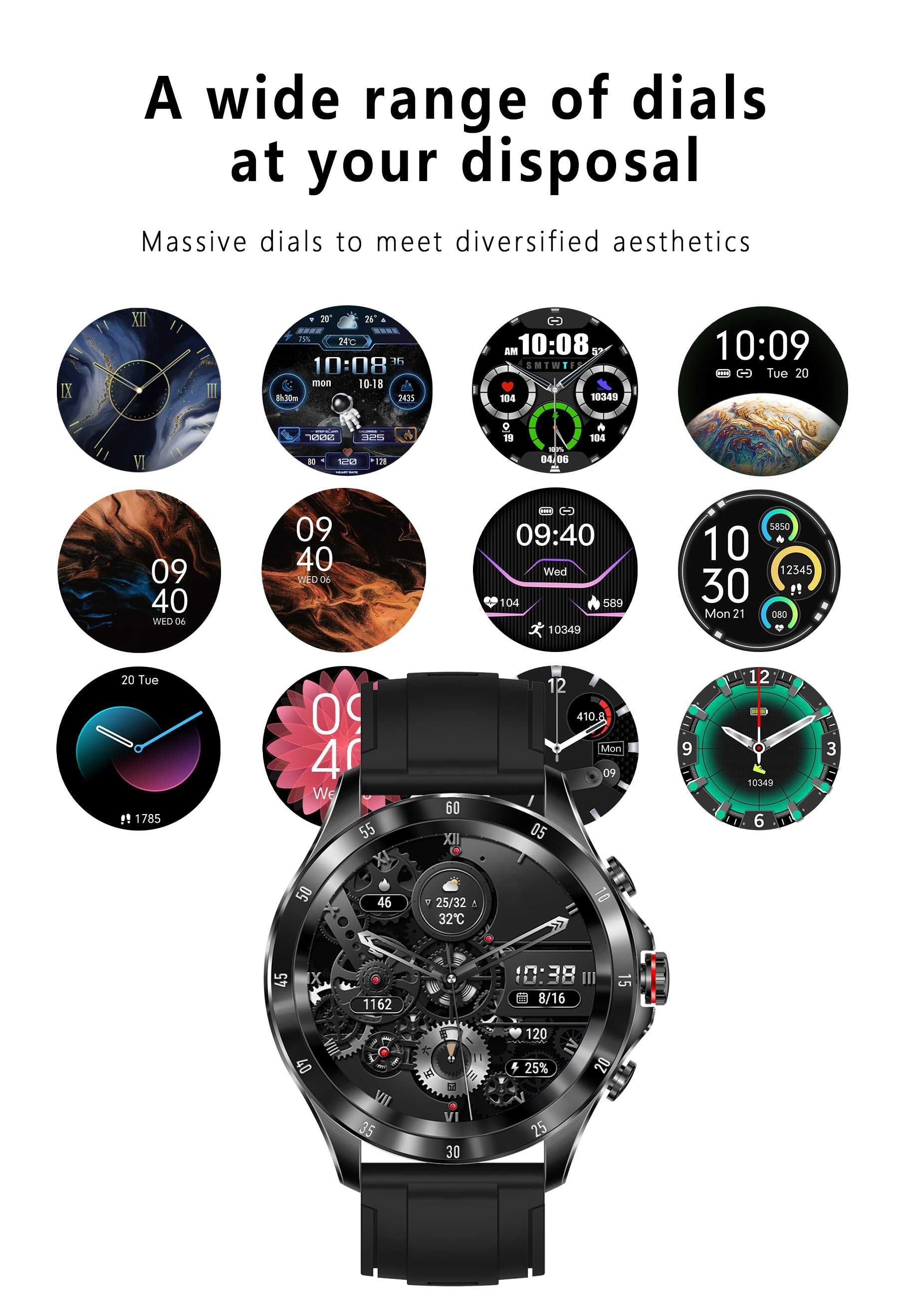 Smartwatch Senbono Max7 - Nowy -brązowy pasek