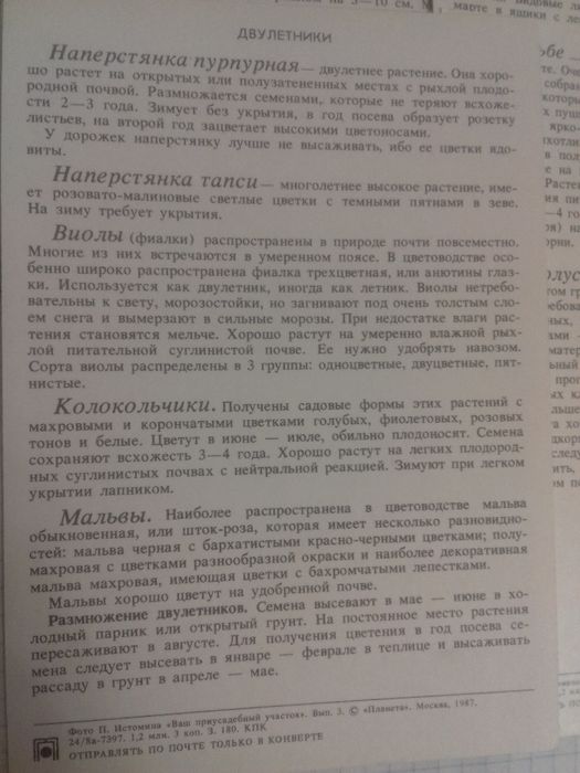 Набор, открытки ,,Ваш приусадебный участок" Декоративные растения 1987