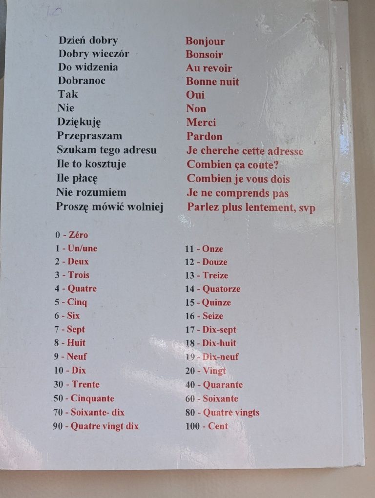 Rozmowki turystyczne francuskie, wersja kieszonkowa