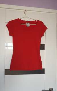 Czerwona bluzka v-neck z dekoltem w serek XS