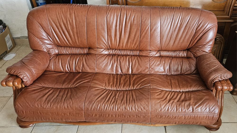 Sofa de pele 3l+1l+1l
