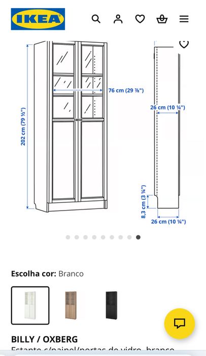 Estante c/ portas de vidro ikea - Billy/Oxberg
