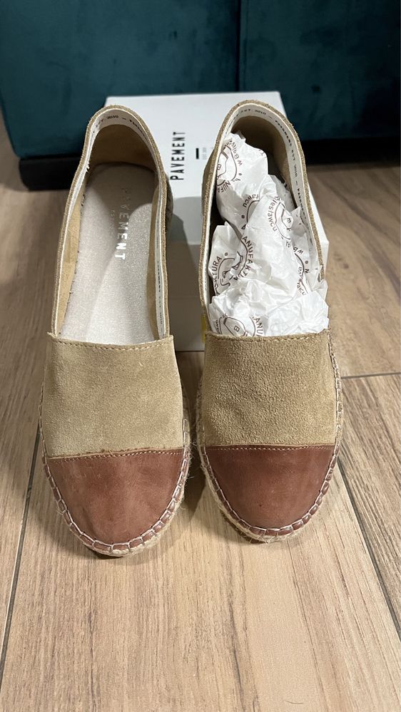 Buty damskie Espadryle Baleriny Pavement Nanna beżowe brązowe rozm.37