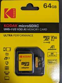 Карта памяти Micro Sd Kodak 64 Gb с адаптером на SD