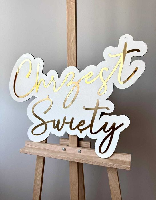 Napis 2D pleksi Chrzest Święty dekoracje sali roczek ścianka balonowa