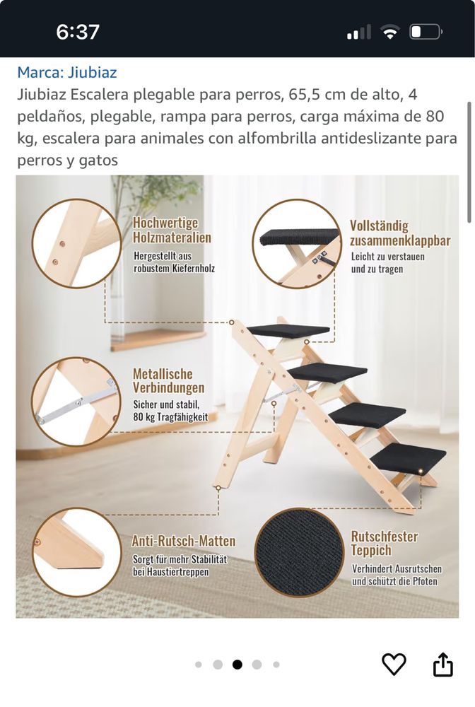Escada dobrável para animais