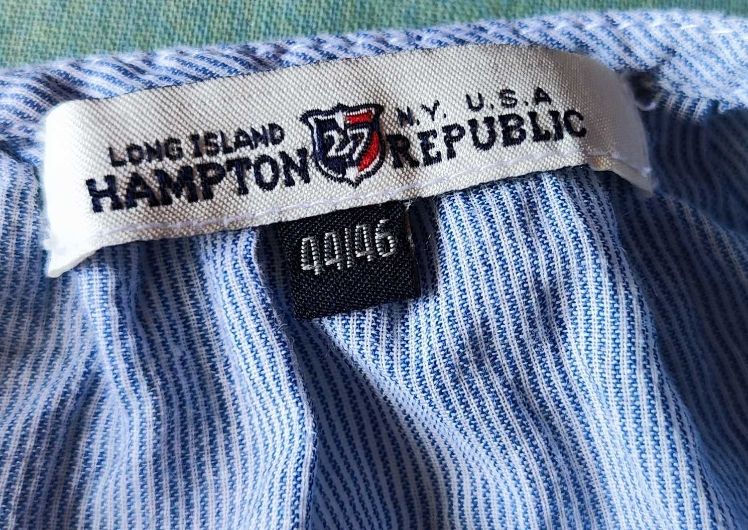 Hampton Republic koszulka błękitna niebieska prążek koronka haft M/L