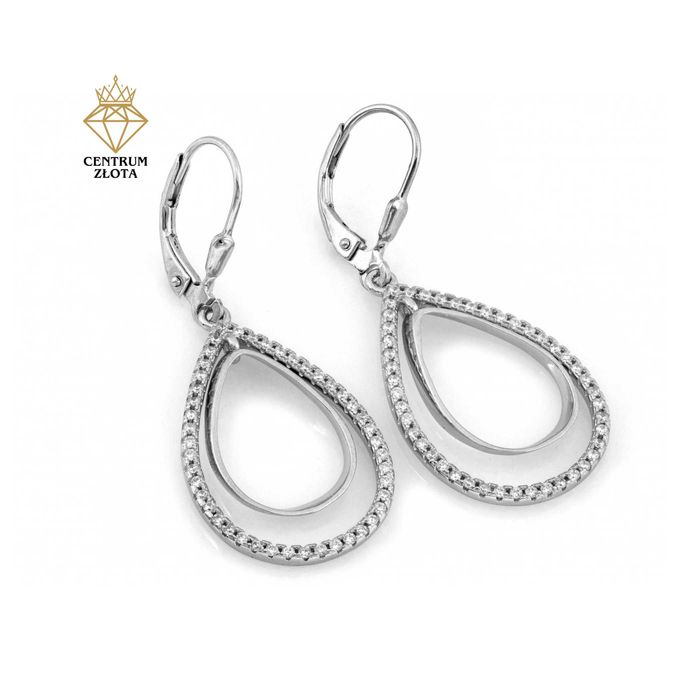 Zjawiskowe SREBRNE kolczyki DŁUGIE WISZĄCE z cyrkoniami PRÓBA 925