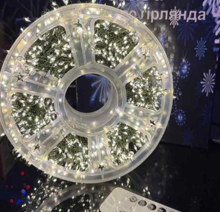 Вулична гірлянда Хвойна лапа 50 метрів 1800 ліхтарів 8 режимів + пульт