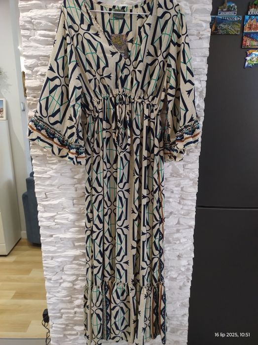 Sukienka boho jedwab indyjska nowa okazja r.40/42/44/46