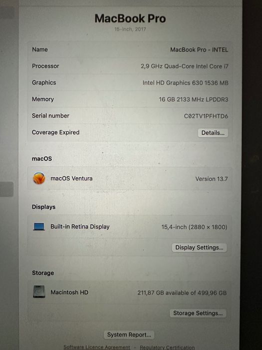 MacBook Pro 15" (2017) à venda – Excelente estado!