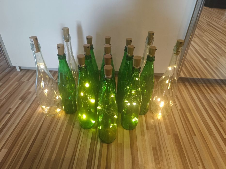 Świecące butelki ślubne