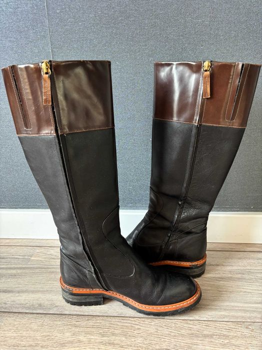 Шкіряні чорні високі черевики, розмір 37.5