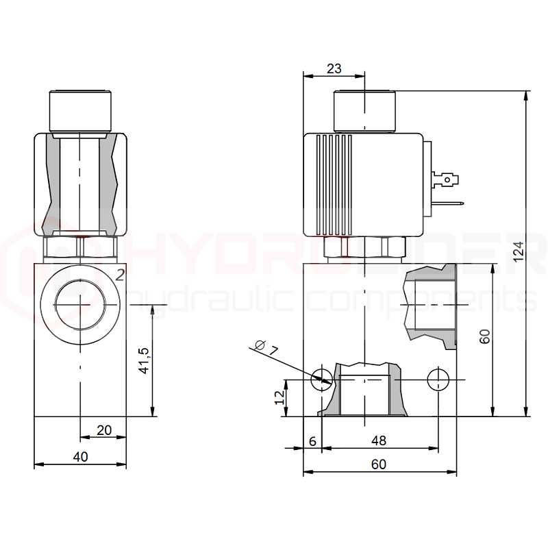 Zawór elektr. B2S NZ 2/2 1/2" 12V 70L/min 350bar