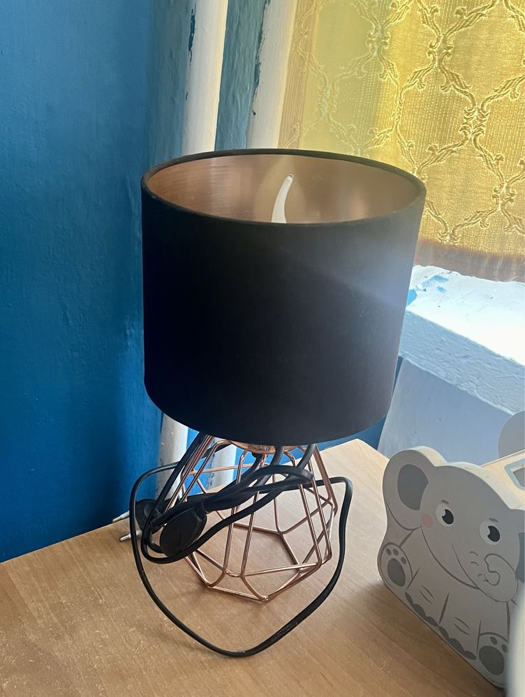 Eglo Carlton 2 lampa lampka stołowa miedź czarna tkanina rose gold