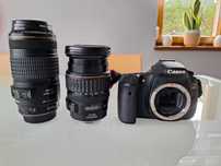 Canon EOS 60D z dwoma obiektywami oraz torbą .