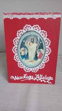 Kartka świąteczna z Jezusem czerwona handmade oryginalny prezent