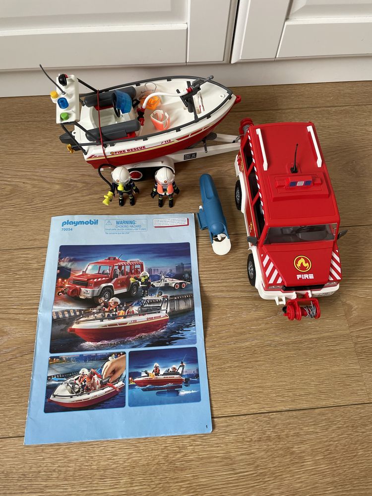 Playmobil 70054 Samochód strażacki z łodzią | stan bardzo dobry