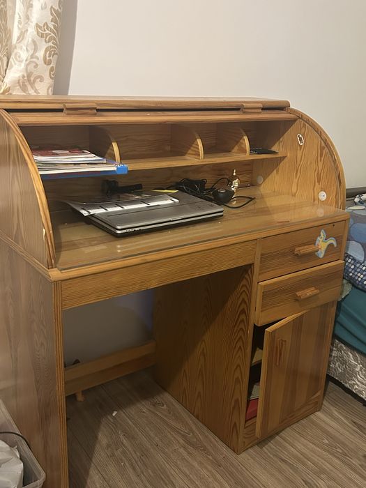 Biurko drewniane retro z roletą