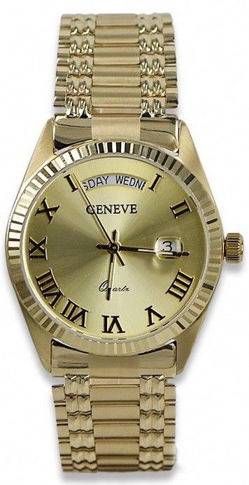 Prześliczny złoty zegarek damski 14k 585 Geneve mw013ydg&mbw006yo-f W