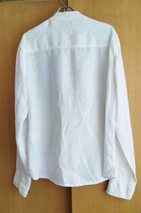 Camisa branca de linho, manga comprida, senhora/menina, M, River Woods